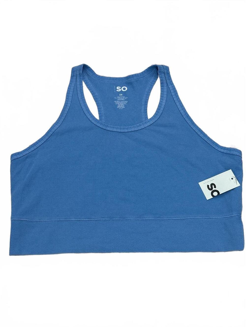 SO Junior's Plus 2X Blue Cotton Blend Sports Bra